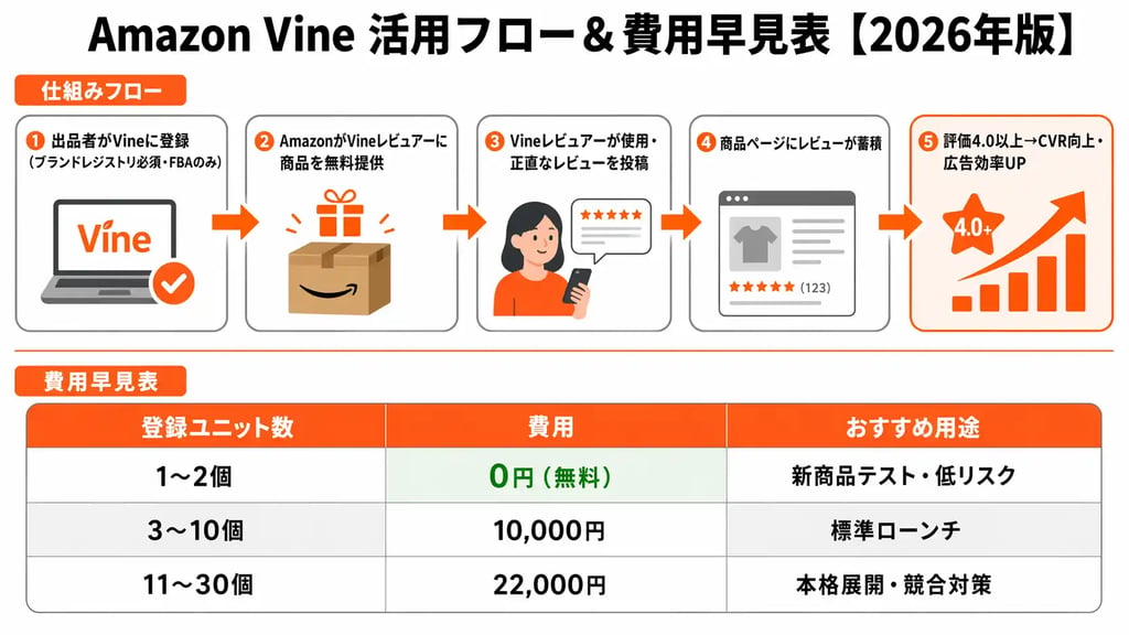 Amazon Vine 活用フローと費用早見表【2026年版】