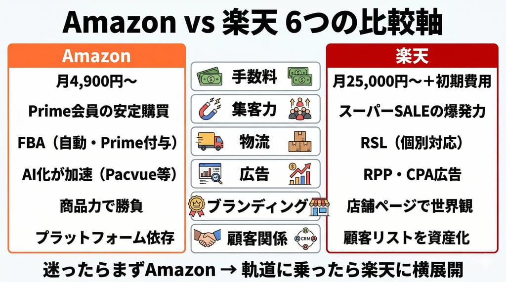 Amazon vs 楽天 6つの比較軸