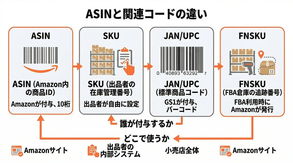 ASINと関連コードの違い