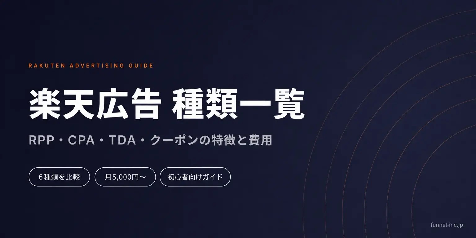 楽天広告の種類一覧｜RPP・CPA・TDA・クーポンの特徴と費用を徹底比較