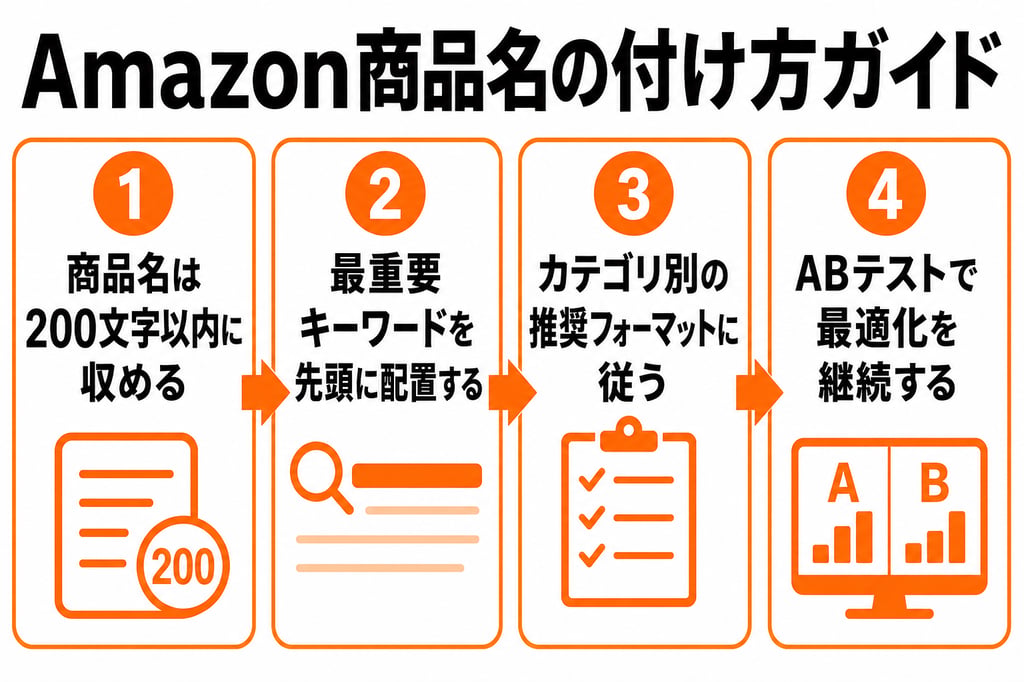 Amazon商品名の付け方ガイドのインフォグラフィック