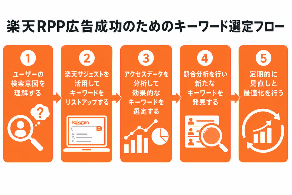 楽天RPP広告成功のためのキーワード選定フロー図