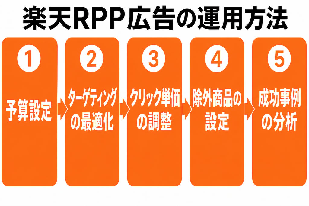 楽天RPP広告の運用方法を示すインフォグラフィック